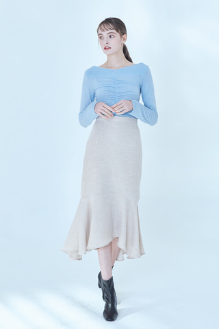 [20SS] Linen Peplum Skirt [Beige]
