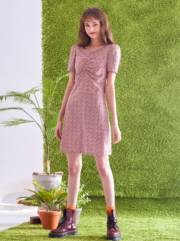 Leeds Shirring Dress [Pink]