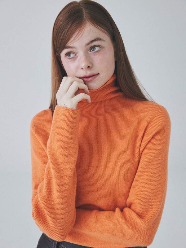 Whole Garment Cashmere TurtleNeck Knit [Orange]