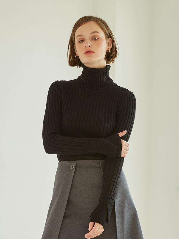 Turtle Neck Layered Knit [3Color]