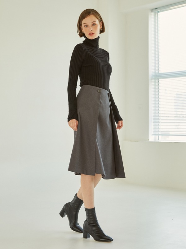 Double Lap Midi Skirt [Gray]
