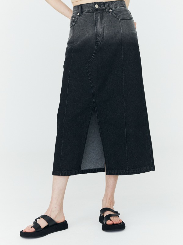 Gradation Denim Skirt [Black]