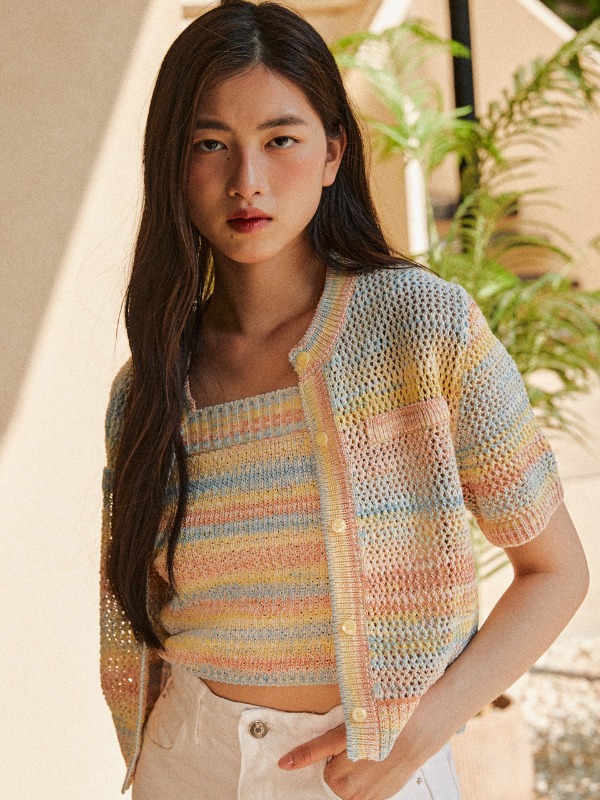 [소녀시대 써니 착용][추가입고] Crochet Knit Cardigan + Sleeveless Top