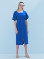 [박은혜 착용] Square Neck Stitch Dress [Marine Blue]